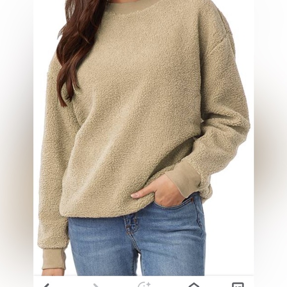 Charles River Apparel unisex Sherpa pullover in Olive. Size Small. - Picture 9 of 9